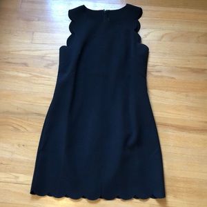 JCrew black scalloped edge dress